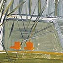 2014,	Dug out 1, acryl op papier, 26x28 cm, part. bezit