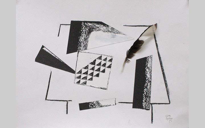 2015,	De mislukte brief, collage op papier, 30x40 cm