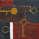 2018, 	Sleutel tot slot 5, olieverf op doek, 20x20 cm