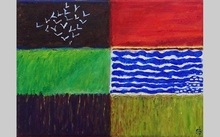 2018, 	Friesch landschap 5, olieverf op doek, 44,5x32,5 cm